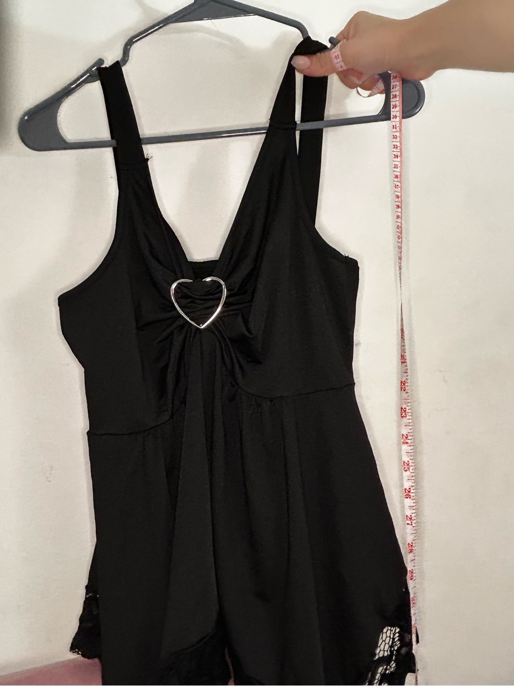 Black babydoll top with Heart Ring Detail